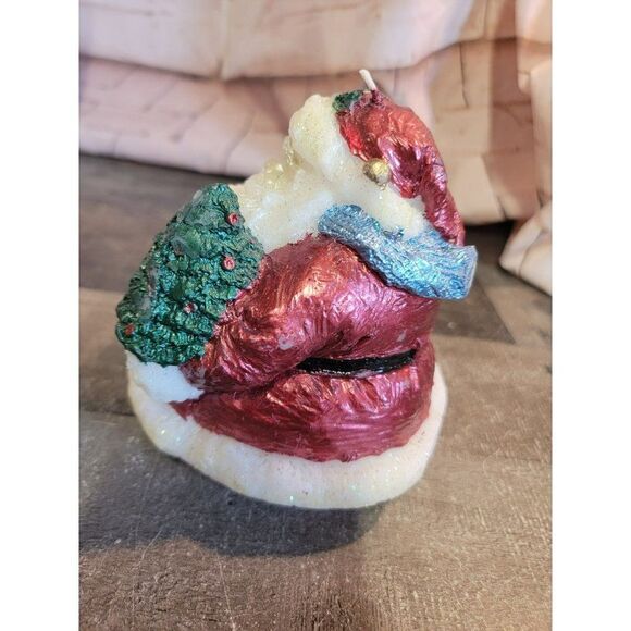 Large Santa Claus wax candle glitter tree Xmas Decor figure - Picture 5 of 6